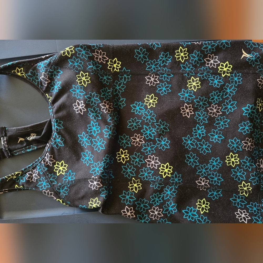 Old Navy Women's Work Out Floral Sports Bra Gray Yellow, Blue Athletic